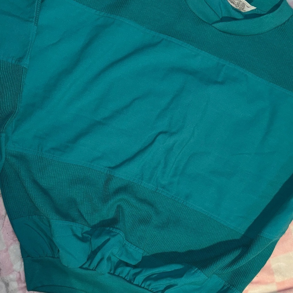 Teal Long Sleeve vintage bonjour  Sweater - Picture 4 of 8